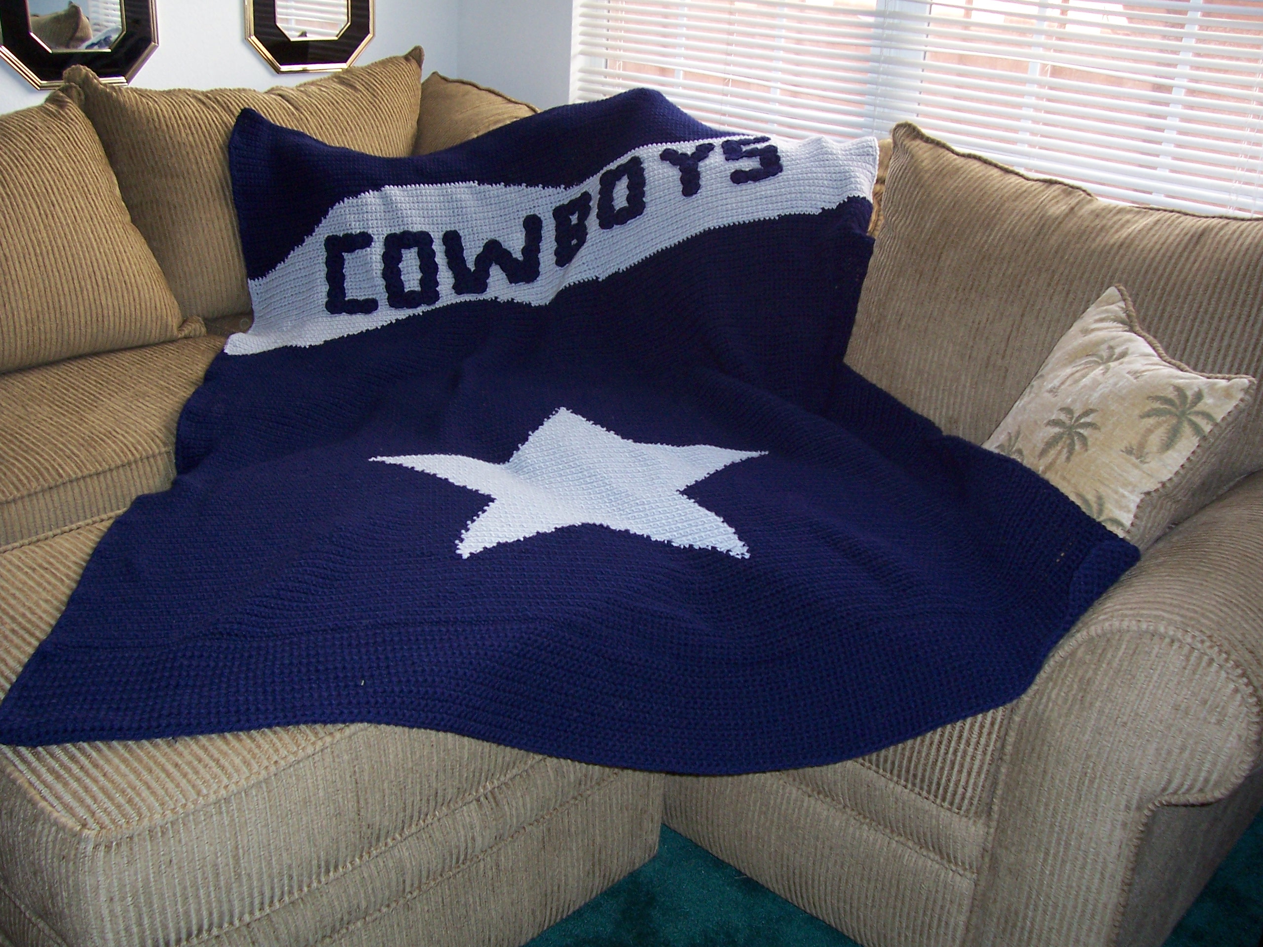 Does anyone know of a dallas cowboys crochet afgan pattern